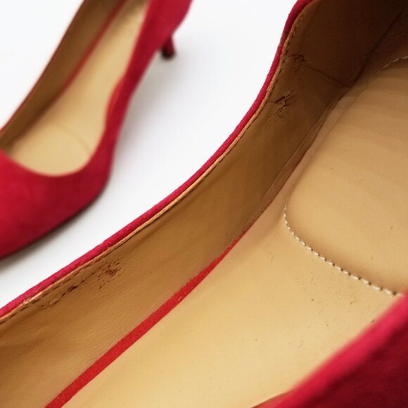 Naturalizer Pippa Suede Pumps 6.5M Red Pointy Toe Kitten Heel Comfort Cushion - Picture 16 of 16